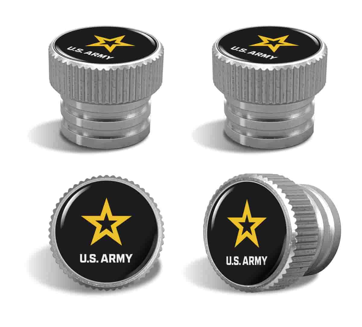 U.S. Army Tire Valve Stem Caps – Silver Aluminum Set of 4